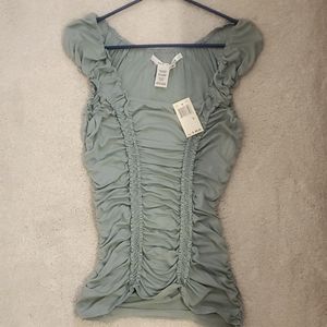 Max Studio ruched tank top, size small, never worn, color: sage
